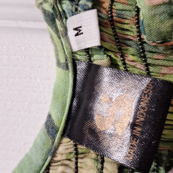 Batik patchwork midi dress made in Bali, Indonesia. Green size M - Picture 4 of 6